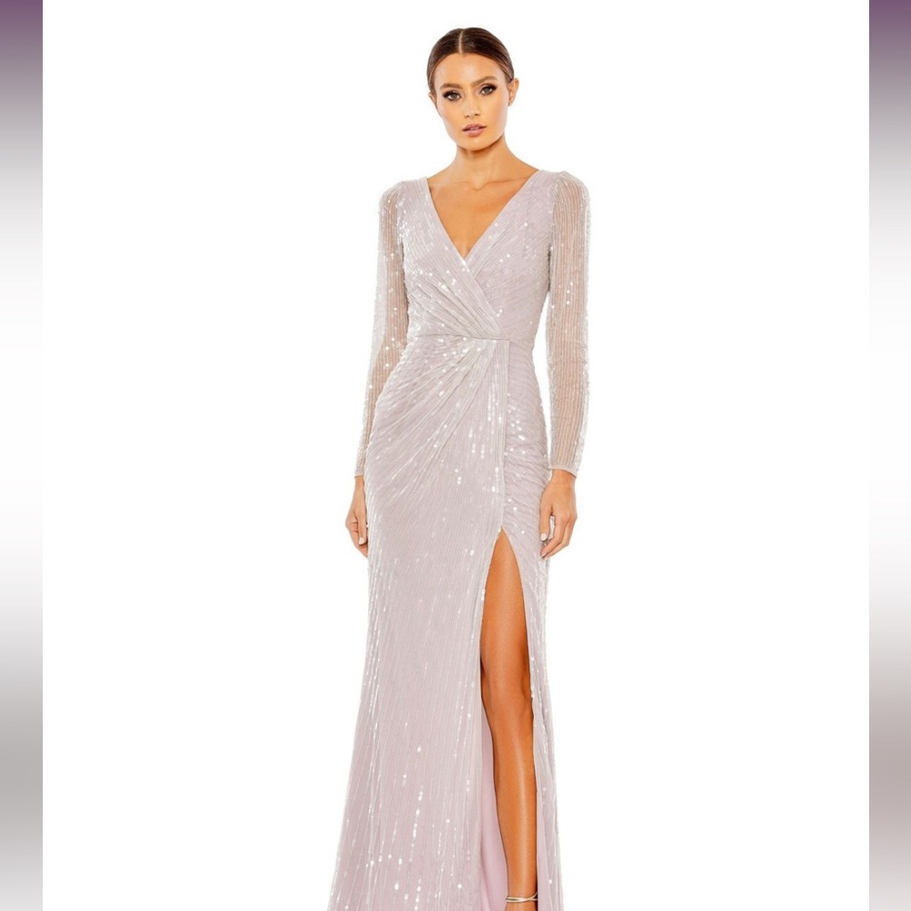 Mac Duggal 93660 High Slit Long Sleeve Dress